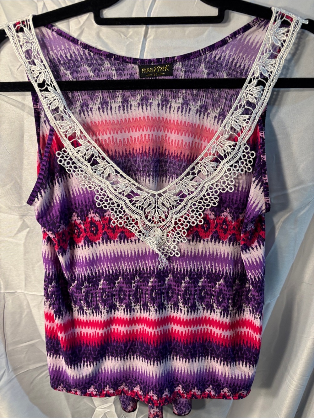 Crochet-Trim Purple Ombre Sleeveless Top - Women